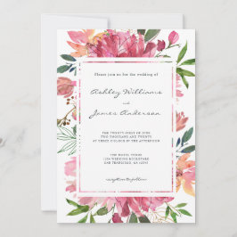 Ruby Pink Peony Botanical Wedding Einladung