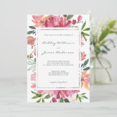 Ruby Pink Peony Botanical Wedding Einladung (Stehend Vorderseite)