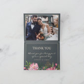 Ruby Pink Peony Botanical Wedding Foto Dankeskarte (Innenseite)