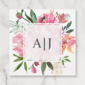 Ruby Pink Peony Botanical Wedding Geschenkanhänger (Rückseite)