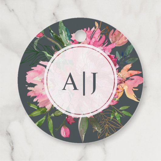 Ruby Pink Peony Botanical Wedding Geschenkanhänger (Rückseite)