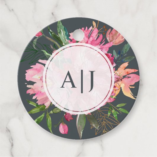 Ruby Pink Peony Botanical Wedding Geschenkanhänger (Vorderseite)