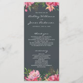 Ruby Pink Peony Botanical Wedding Programm (Vorderseite)