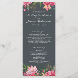 Ruby Pink Peony Botanical Wedding Programm