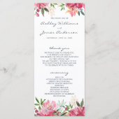 Ruby Pink Peony Botanical Wedding Programm (Vorderseite)
