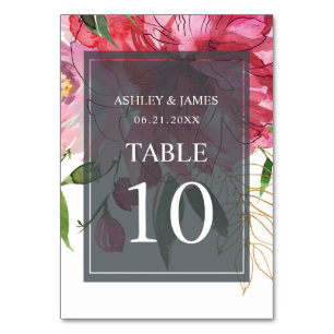 Ruby Pink Peony Botanical Wedding Tischnummer