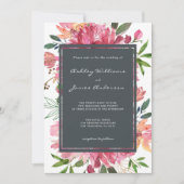 Ruby Pink Peony Floral Wedding Einladung (Vorderseite)