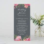 Ruby Pink Peony Floral Wedding Menükarte (Stehend Vorderseite)