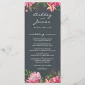 Ruby Pink Peony Floral Wedding Menükarte (Vorderseite)