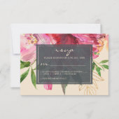 Ruby Pink Peony Ivory Floral Wedding RSVP Karte (Vorderseite)