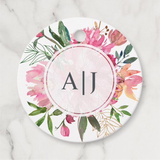 Ruby Pink Pfingstrose Florale Botanische Hochzeit Geschenkanhänger (Vorderseite)