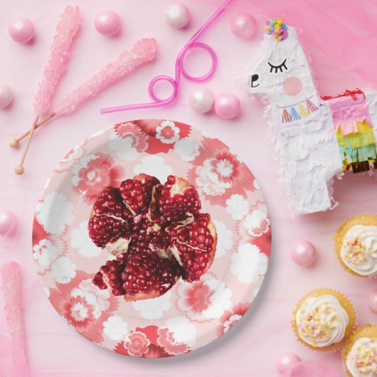 Ruby Pomegranate Fruit Pappteller (Party)