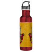 Ruby Pomegranate Heart Red Bird Hamsa Edelstahlflasche (Vorderseite)