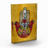 Ruby Pomegranate Heart Red Bird Hamsa Fotoblock (Links)