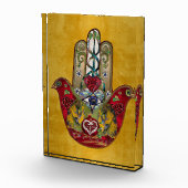 Ruby Pomegranate Heart Red Bird Hamsa Fotoblock (Rechts)