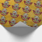 Ruby Pomegranate Heart Red Bird Hamsa Geschenkpapier (Ecke)