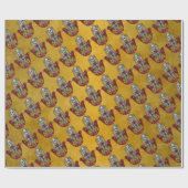 Ruby Pomegranate Heart Red Bird Hamsa Geschenkpapier (Flach)