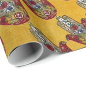 Ruby Pomegranate Heart Red Bird Hamsa Geschenkpapier (Rolleneckpunkt)