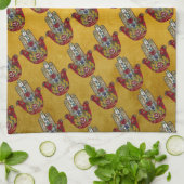 Ruby Pomegranate Heart Red Bird Hamsa Geschirrtuch (Gefaltet)