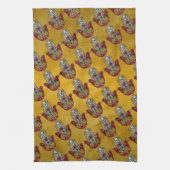 Ruby Pomegranate Heart Red Bird Hamsa Geschirrtuch (Vertikal)