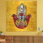 Ruby Pomegranate Heart Red Bird Hamsa Leinwanddruck (Insitu (Wohnzimmer))