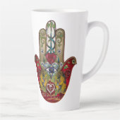 Ruby Pomegranate Heart Red Bird Hamsa Milchtasse (Rechts)