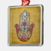 Ruby Pomegranate Heart Red Bird Hamsa Ornament Aus Metall (Links)