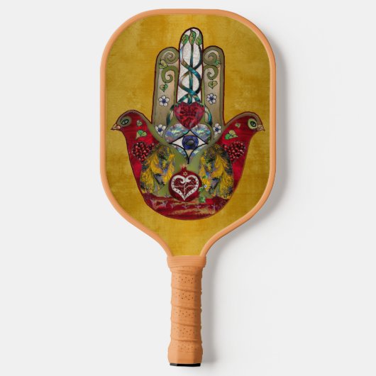 Ruby Pomegranate Heart Red Bird Hamsa Pickleball Schläger (Rückseite)
