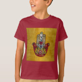 Ruby Pomegranate Heart Red Bird Hamsa T-Shirt (Vorderseite)