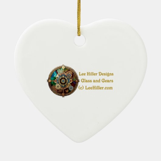 Ruby Pomegranate Heart Steampunk Serie Keramik Ornament (Hinten)