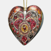 Ruby Pomegranate Heart Steampunk Serie Keramik Ornament (Links)