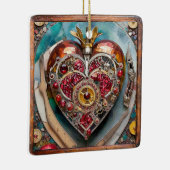 Ruby Pomegranate Heart Steampunk Serie Keramikornament (Rechts)