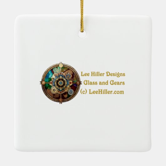 Ruby Pomegranate Heart Steampunk Serie Keramikornament (Rückseite)