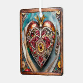 Ruby Pomegranate Heart Steampunk Serie Ornament Aus Metall (Vorderseite links)