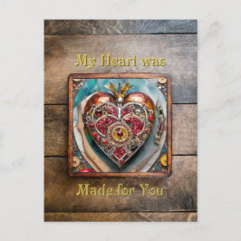 Ruby Pomegranate Heart Steampunk Serie Postkarte