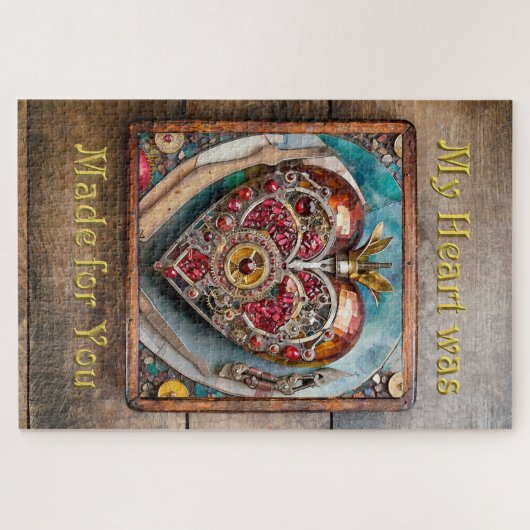 Ruby Pomegranate Heart Steampunk Serie Puzzle (Horizontal)