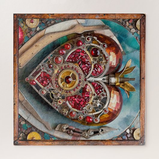 Ruby Pomegranate Heart Steampunk Serie Puzzle (Horizontal)