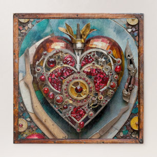 Ruby Pomegranate Heart Steampunk Serie Puzzle