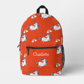 Ruby Rainbow Unicorn Backpack Bedruckter Rucksack (Vorderseite)