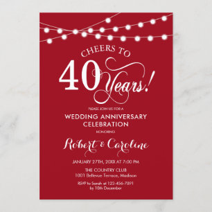 Ruby Red 40. Hochzeitstag Einladung