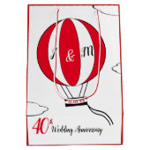 Ruby Red 40. Hochzeitstag Heißluftballon Mittlere Geschenktüte (Rückseite)
