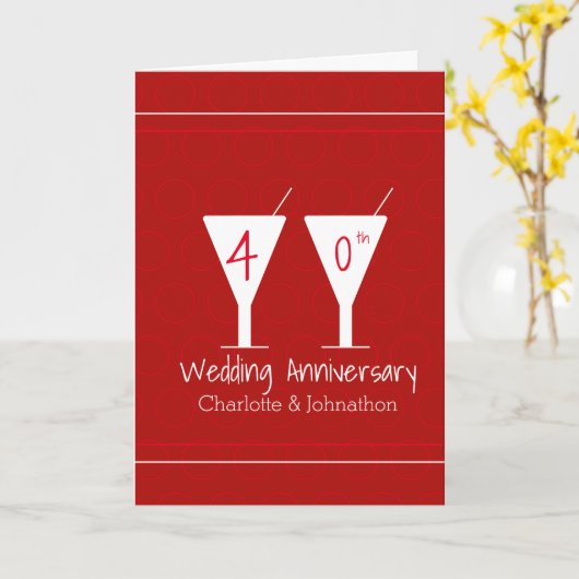 Ruby Red 40 Jahre Hochzeitssaison Cocktail Glas Karte (Gelbe Blume)
