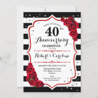 Ruby Red 40 Jahre Jubiläum - Schwarz-weiße Streife