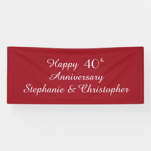 Ruby Red 40 Jahre Party Elegant Banner (Horizontal)