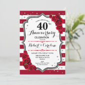 Ruby Red 40. Jubiläum Einladung (Stehend Vorderseite)