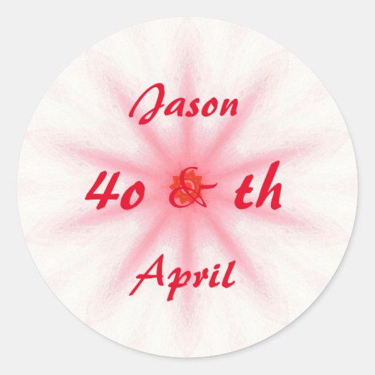 Ruby Red 40. Wedding Anniversary Stickers (Vorderseite)