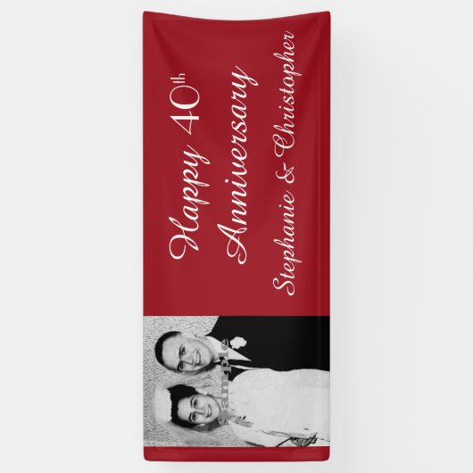 Ruby Red 40th Anniversary Party Elegantes Foto Banner (Vertikal)