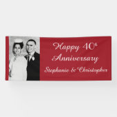 Ruby Red 40th Anniversary Party Elegantes Foto Banner (Horizontal)