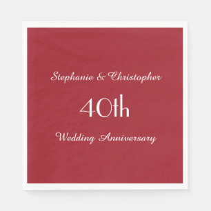 Ruby Red 40th Anniversary Party Paper Napkin Serviette