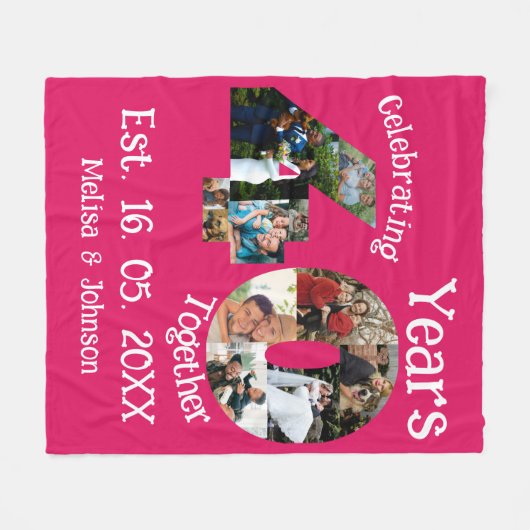 Ruby Red 40th Wedding Anniversary 11 Foto Collage Fleecedecke (Vorderseite (Horizontal))